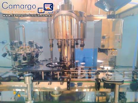 Envasadora rotativa tribloco rinser rosqueadora em inox com 9 bicos Engafbras