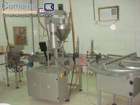 Linha para envasar p� em potes Masipack