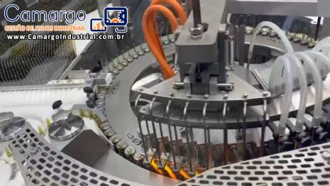 Envasadora rotativa e seladora para ampolas de vidro injetveis em inox 316 L Bausch 24.000 unid / hora com CFR 21