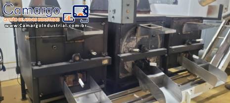 Linha de torrefa��o de gr�os amendoim Fabrimak torrador resfriador 750 kg / h